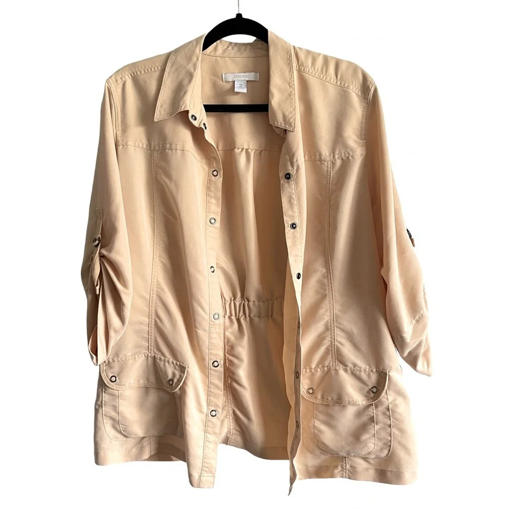 Chicos button down lightweight cardigan jacket women’s size 2 pastel yellow